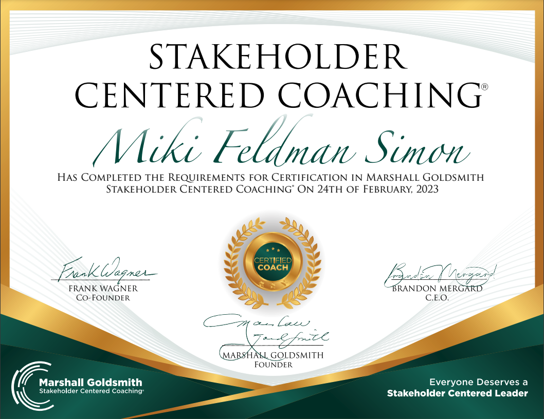 Marshall Goldsmith Stakeholder's Centered Coaching Miki Feldman Simon